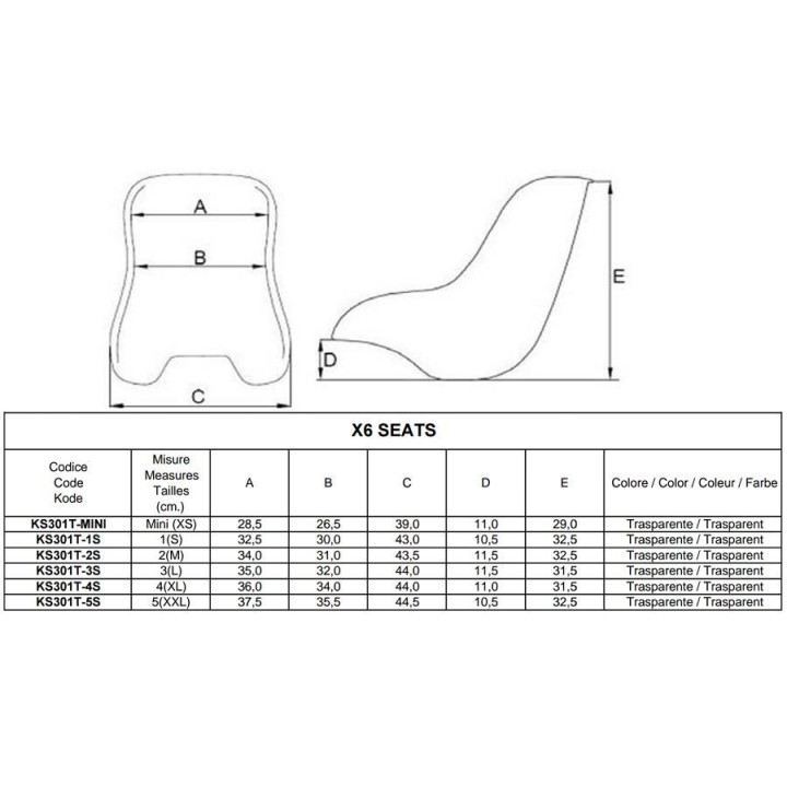 asiento x6 fibra talla 2 (m)