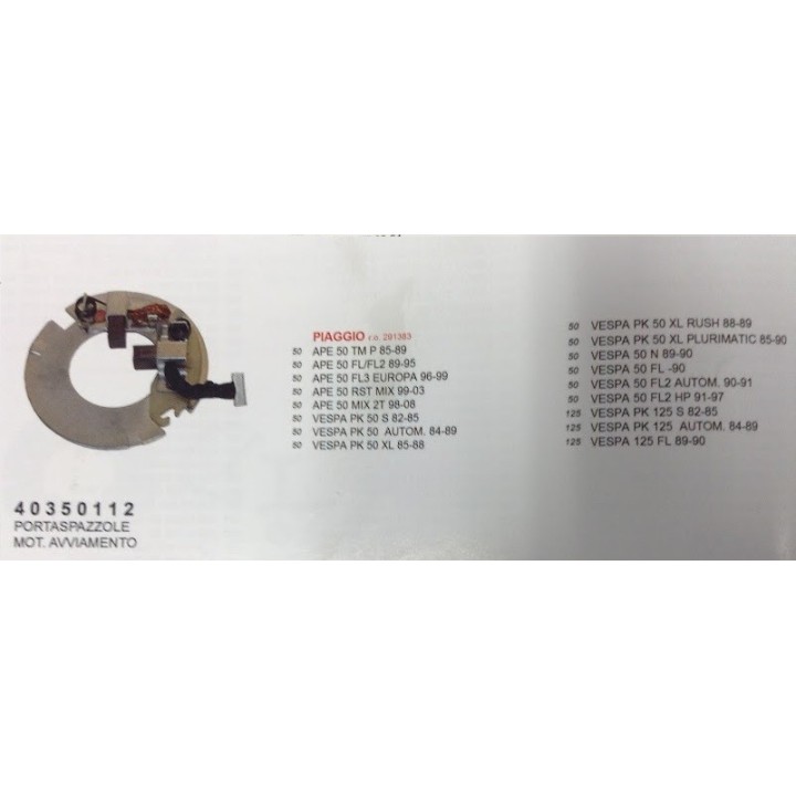 porta escobillas piaggio vespa pk 50 fl ape 50