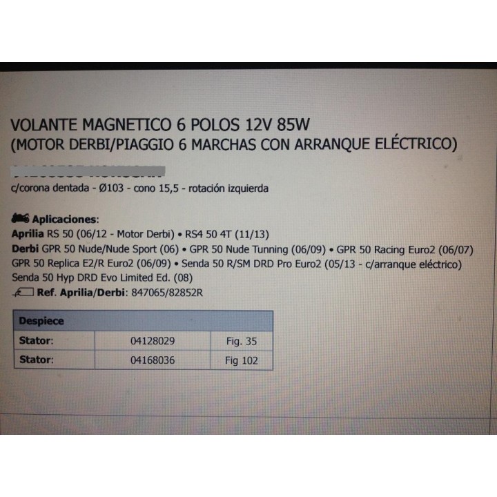 stator derbi gpr aprilia rs 