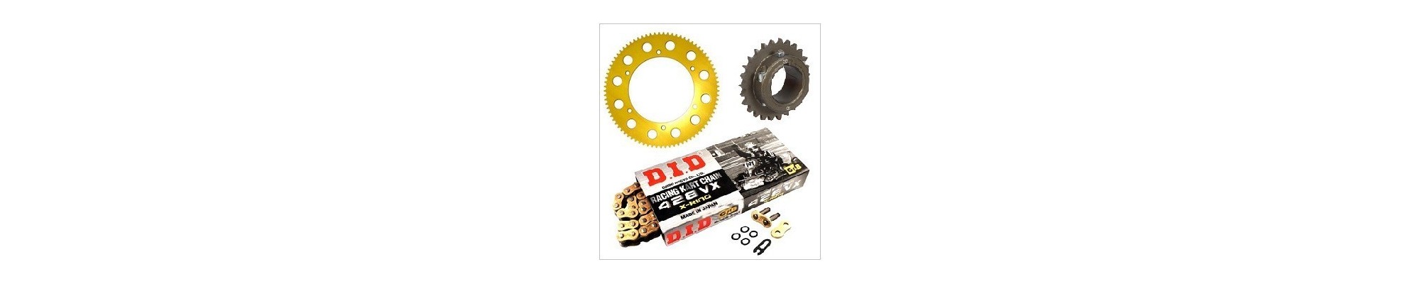 transmision kart, cadena, corora, piñon kf, kz, tm, vortex, modena